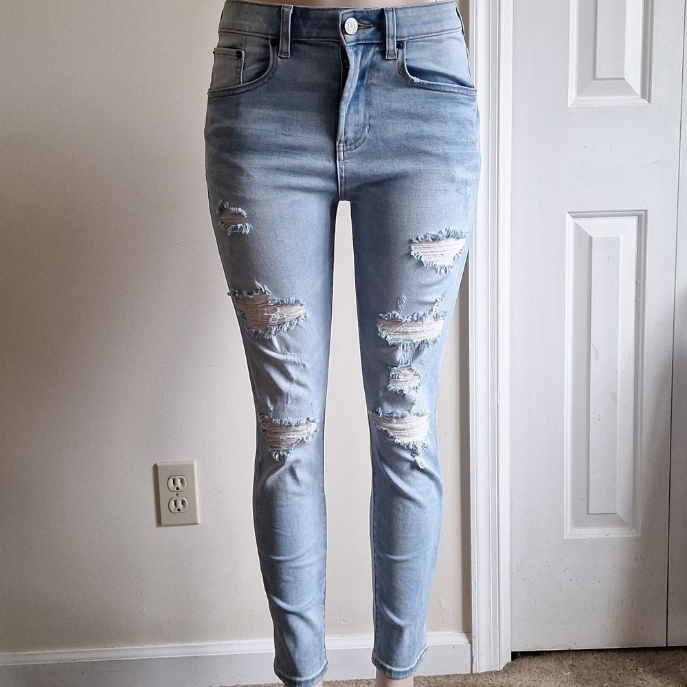 Pacsun Slim Taper Light Blue Ripped Skinny Jeans Women's Size 29/30